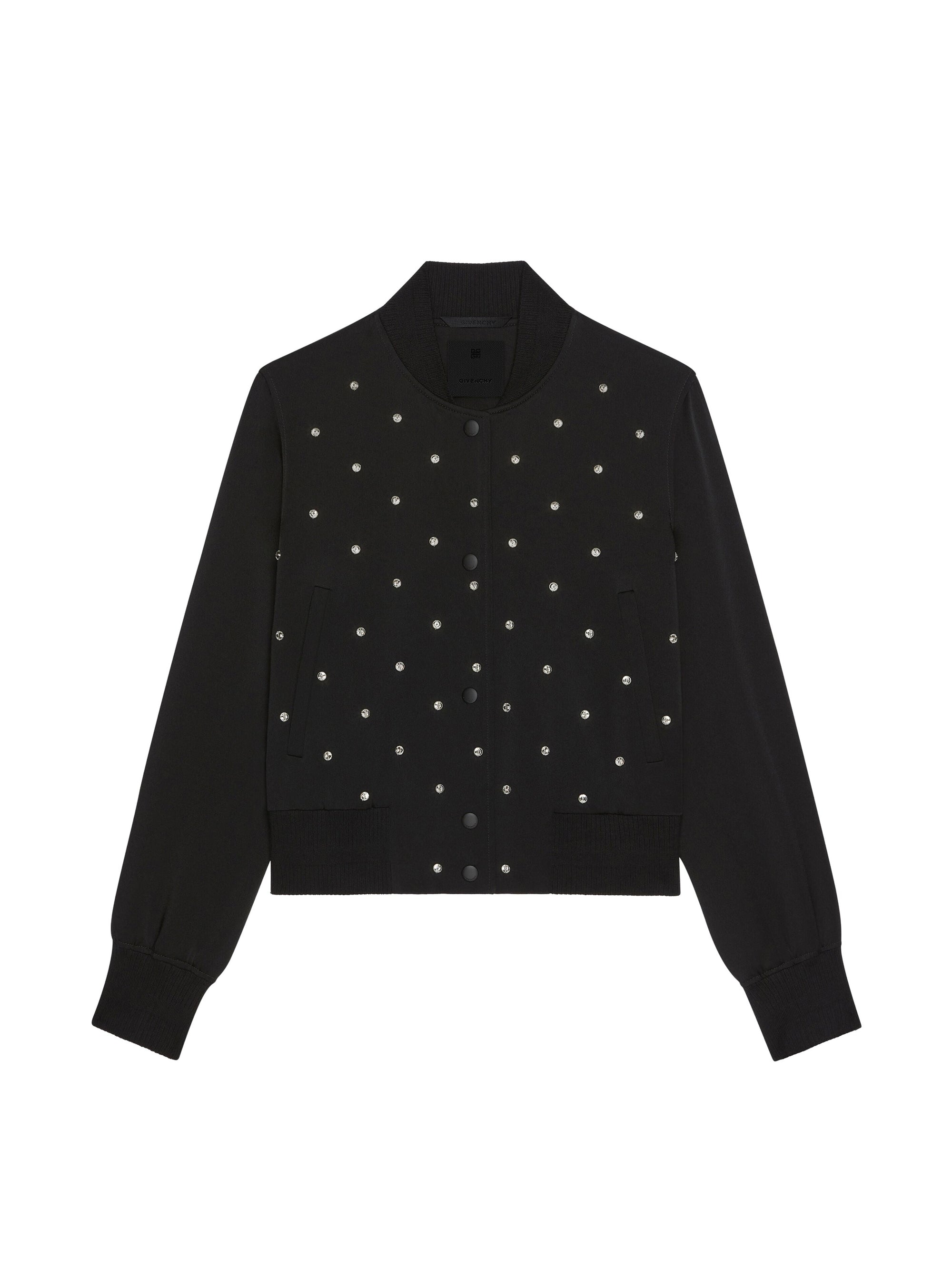 Bomber brodé en satin - Silvery