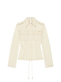 Veste en jean à lacets - Ecru