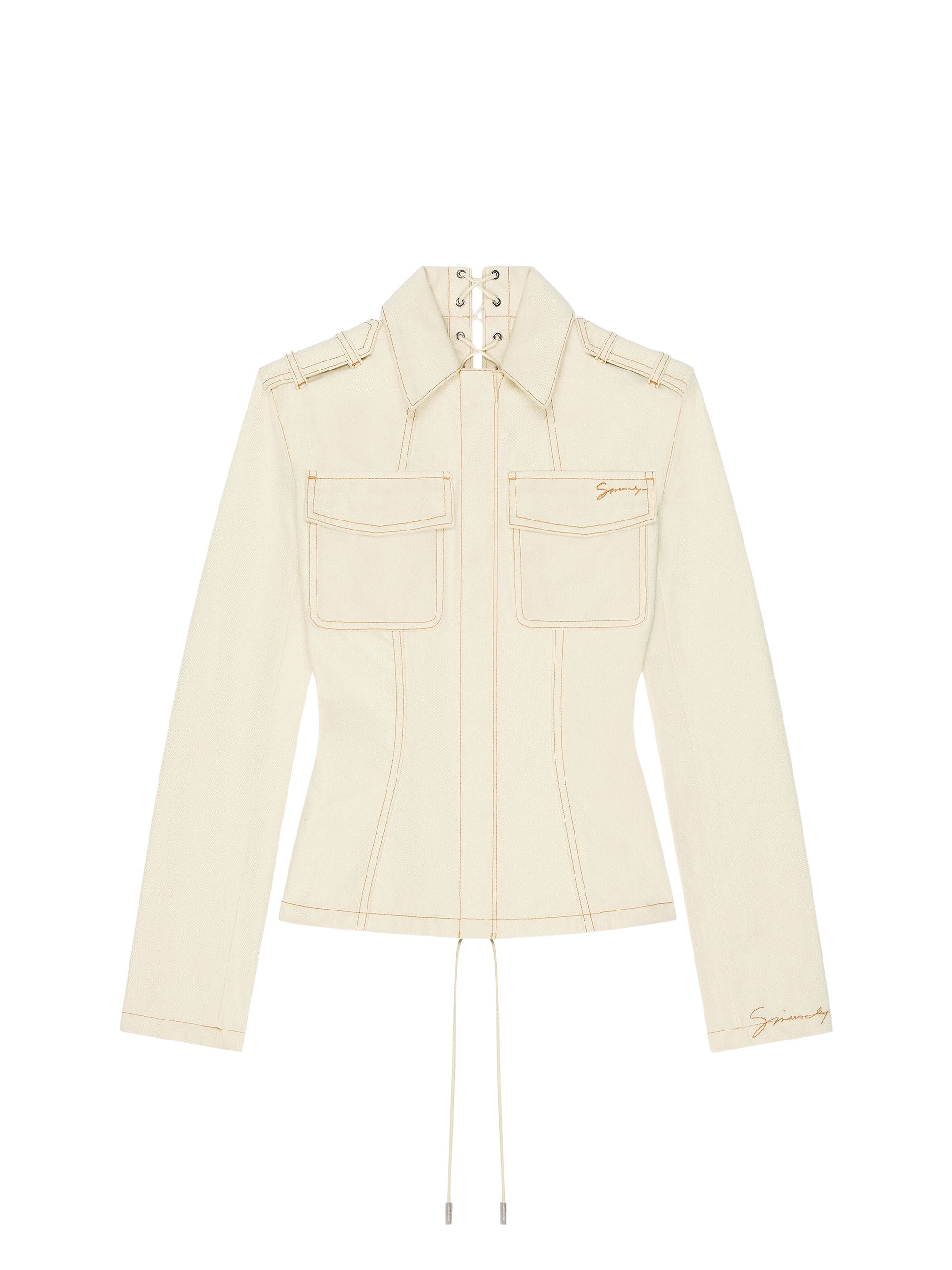Veste en jean à lacets - Ecru