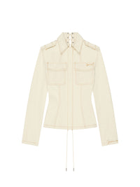 Veste en jean à lacets - Ecru