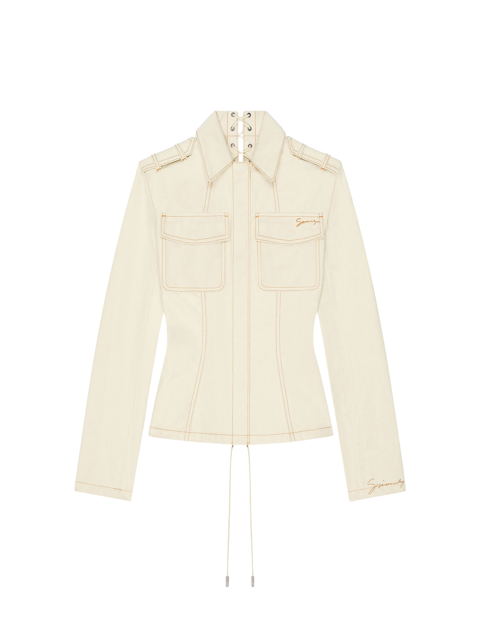 Veste en jean à lacets - Ecru