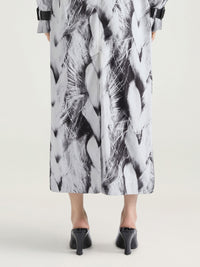 Fur-print trench coat - Black & White