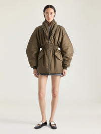 LONG ZIPPED SHAWL COLLAR BOMBER