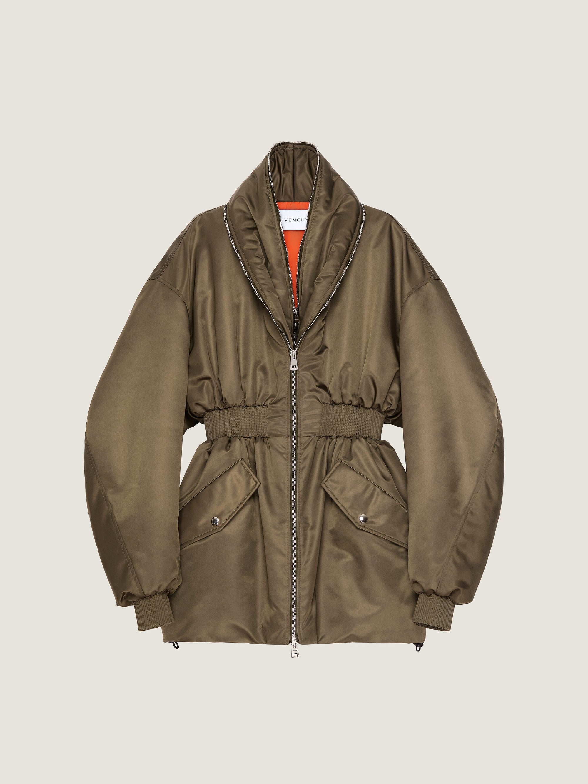 LONG ZIPPED SHAWL COLLAR BOMBER