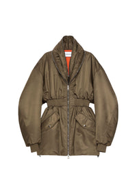 Bomber long zippé à col châle - Kaki
