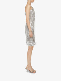 Asymmetric mini-dress with sequin embroidery - Silver
