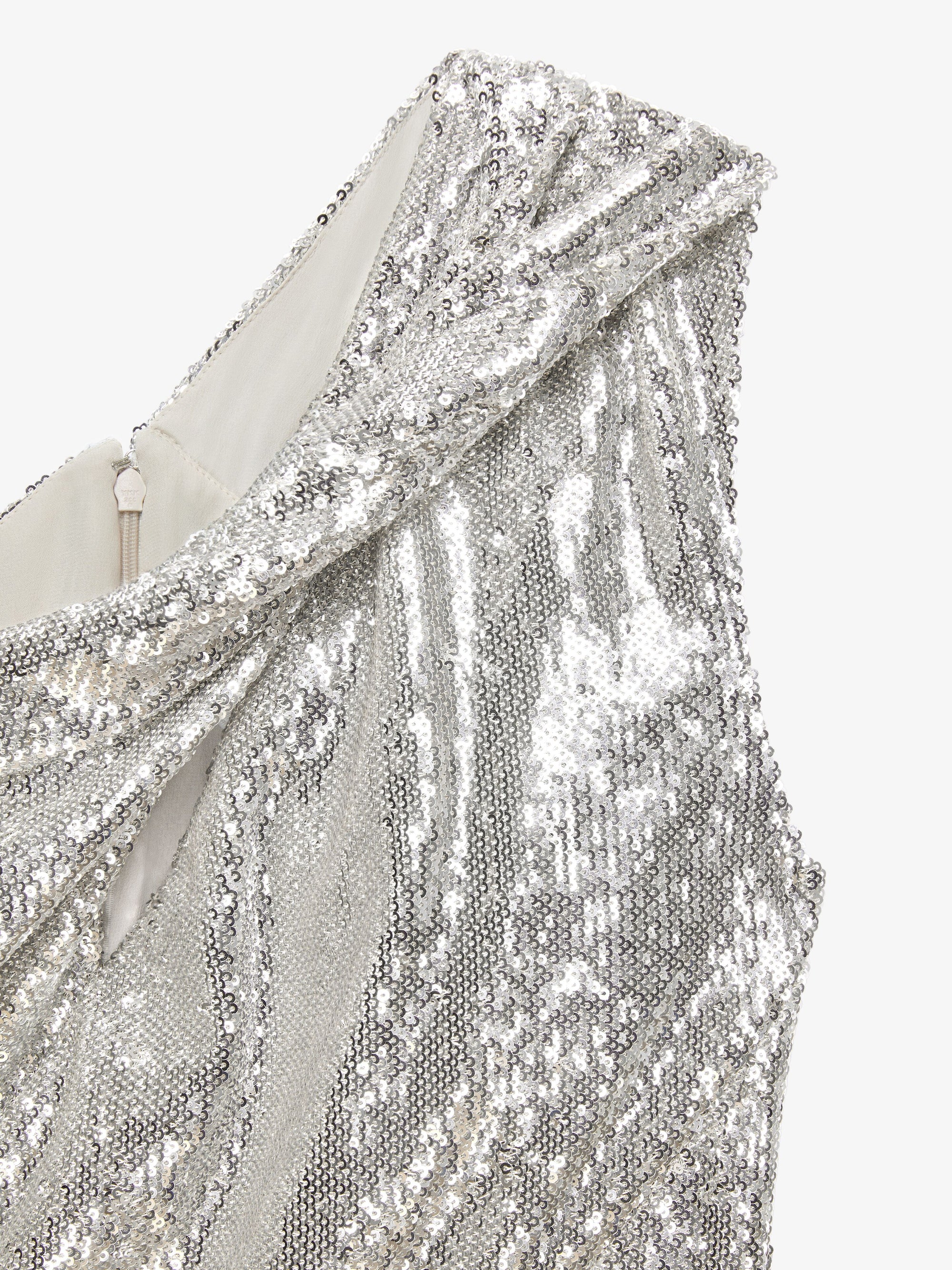 Asymmetric mini-dress with sequin embroidery - Silver
