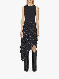 Robe en soie 4G avec jupe à volants asymétriques - Black