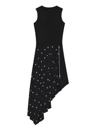 Robe en soie 4G avec jupe à volants asymétriques - Black