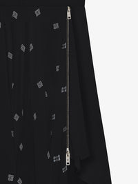 Robe en soie 4G avec jupe à volants asymétriques - Black