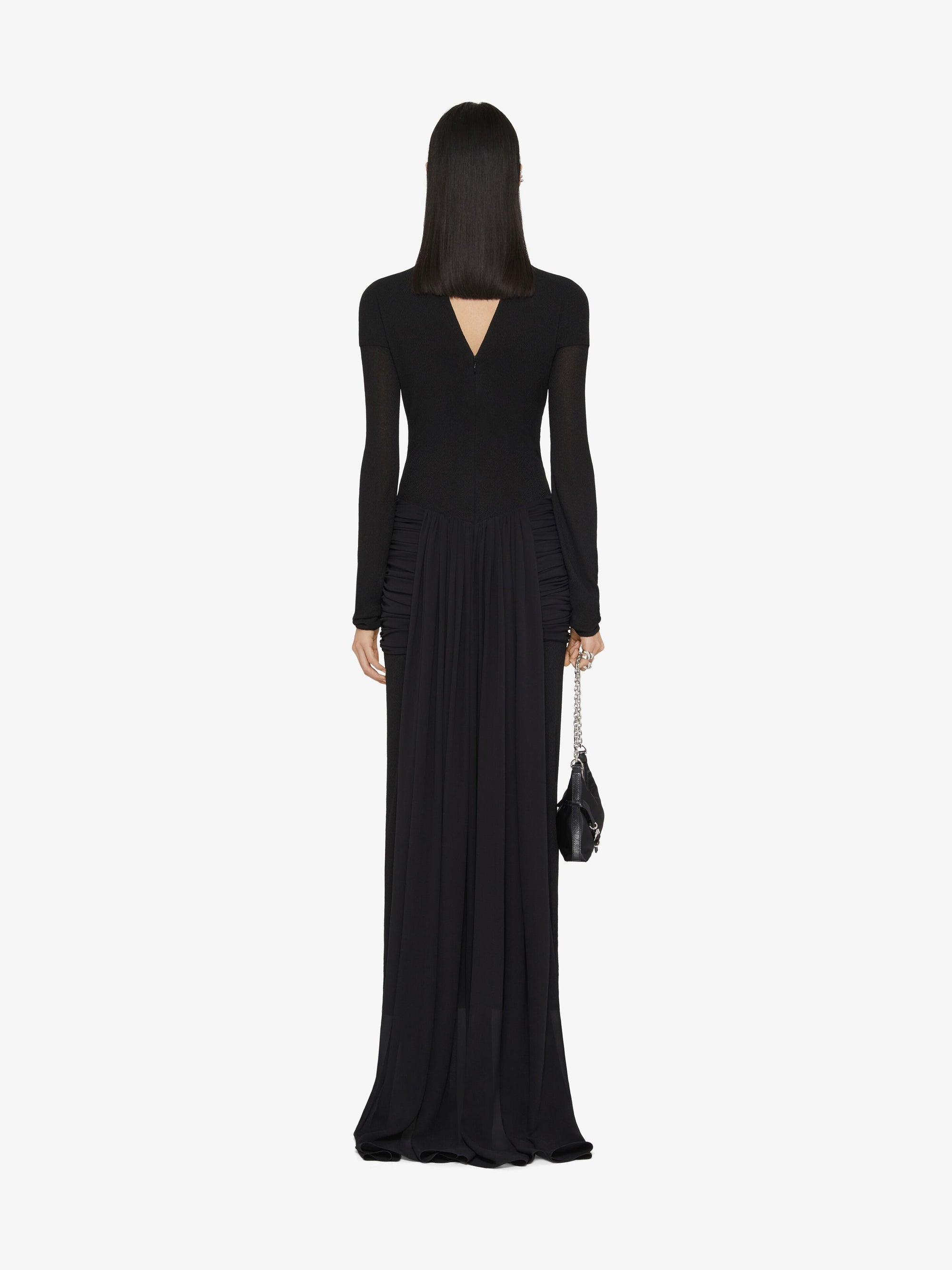 Robe du soir drapée avec traîne - Noir