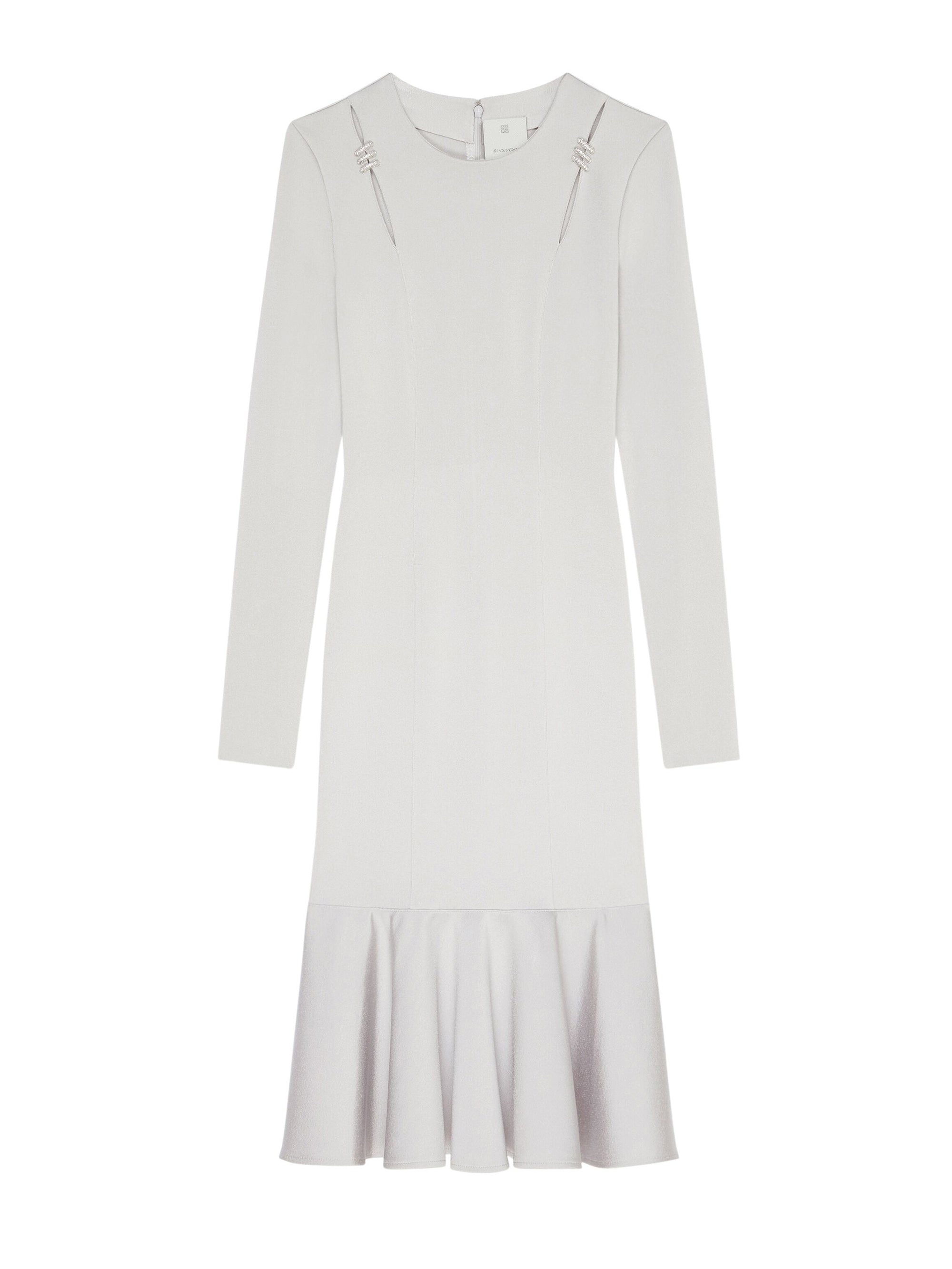 Robe en Punto Milano avec cristaux - Pearl  Grey