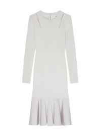 Punto Milano dress with crystals, made from a wool blend – Pearl Grey