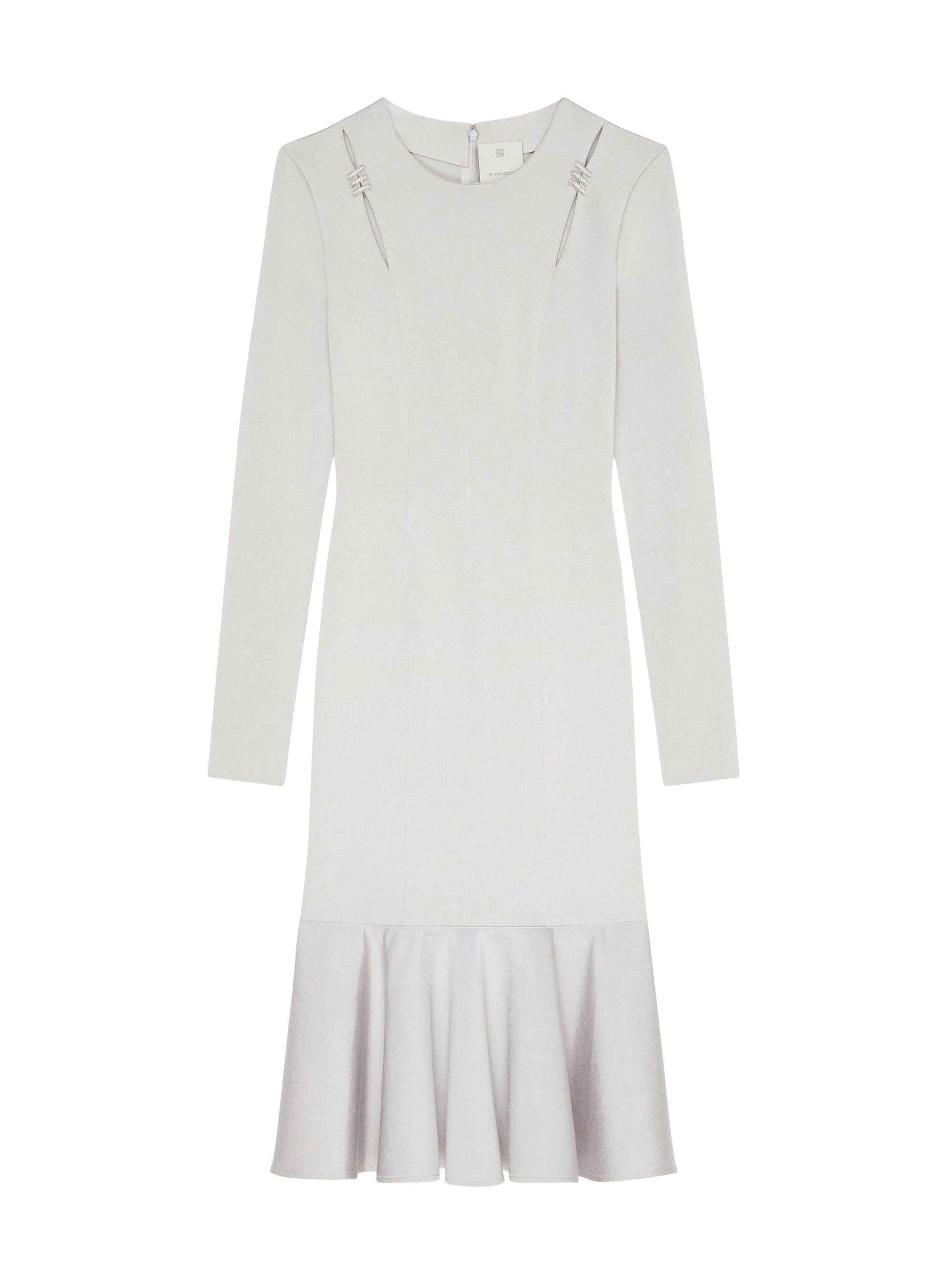 Punto Milano dress with crystals, made from a wool blend – Pearl Grey