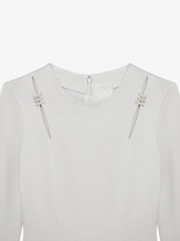 Robe en Punto Milano avec cristaux - Pearl  Grey