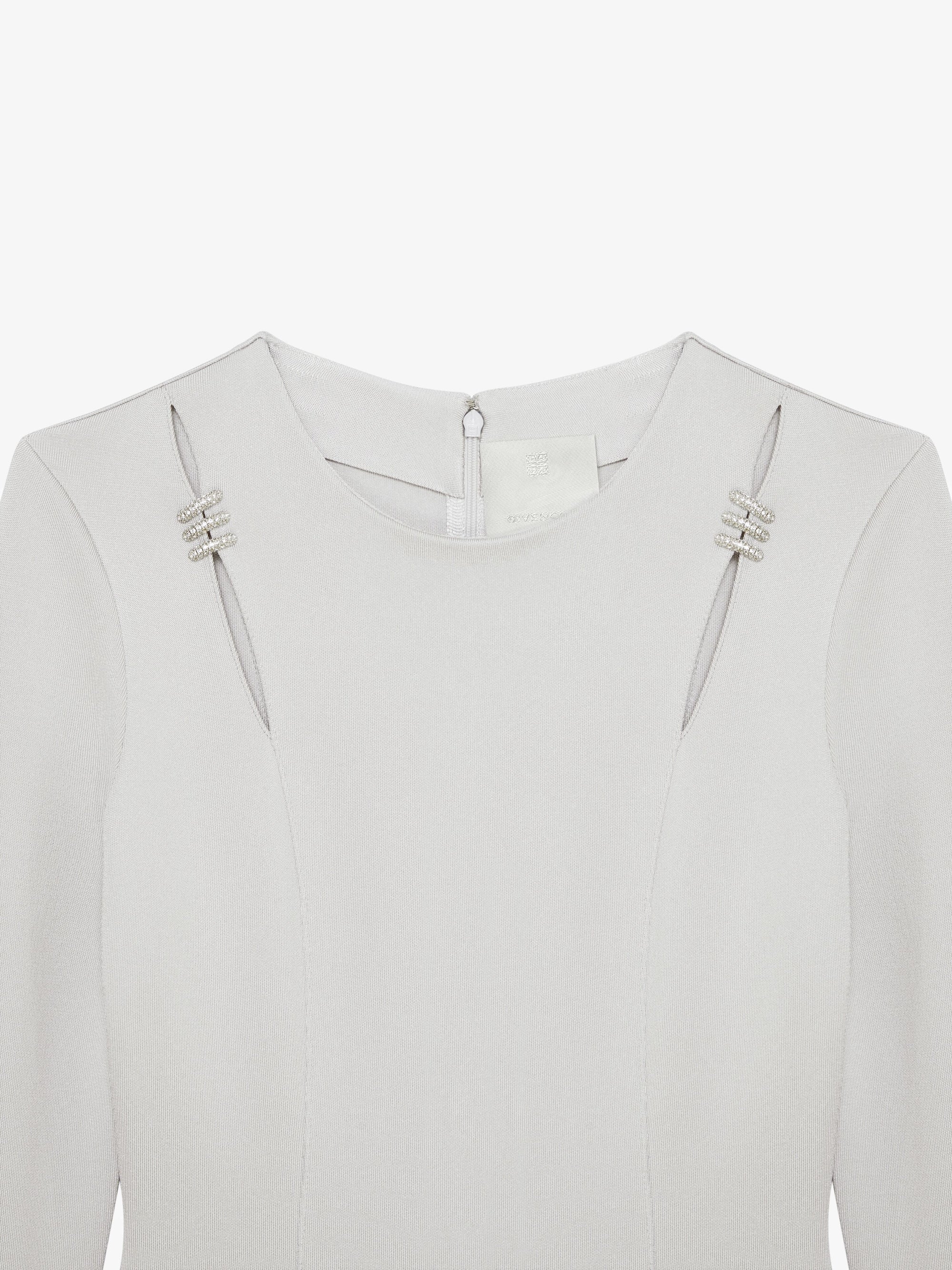 Robe en Punto Milano avec cristaux - Pearl  Grey