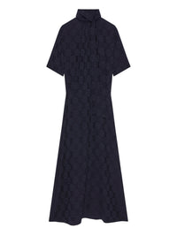 Robe lavallière en soie mélangé - Marine