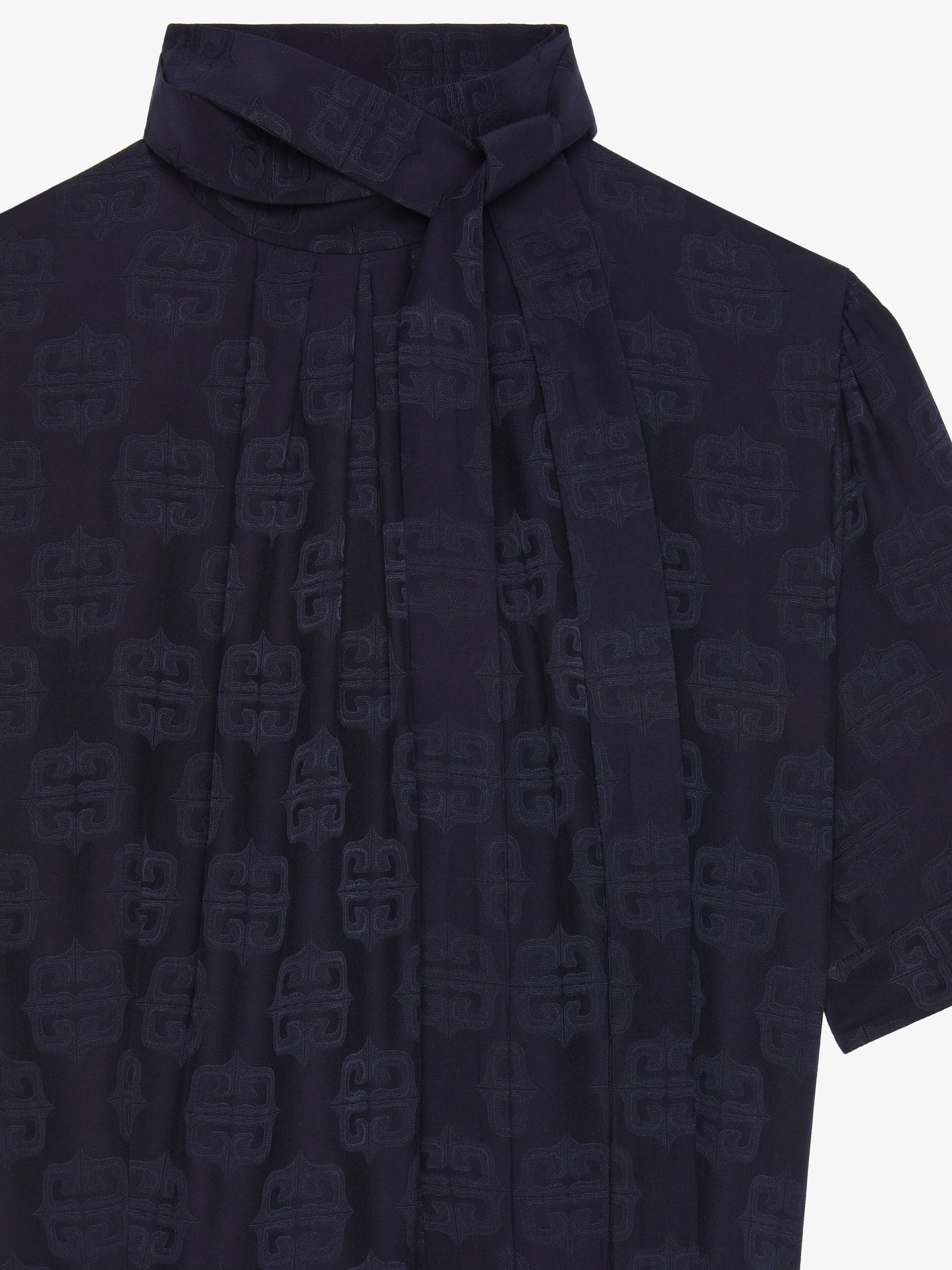 Robe lavallière en soie mélangé - Marine