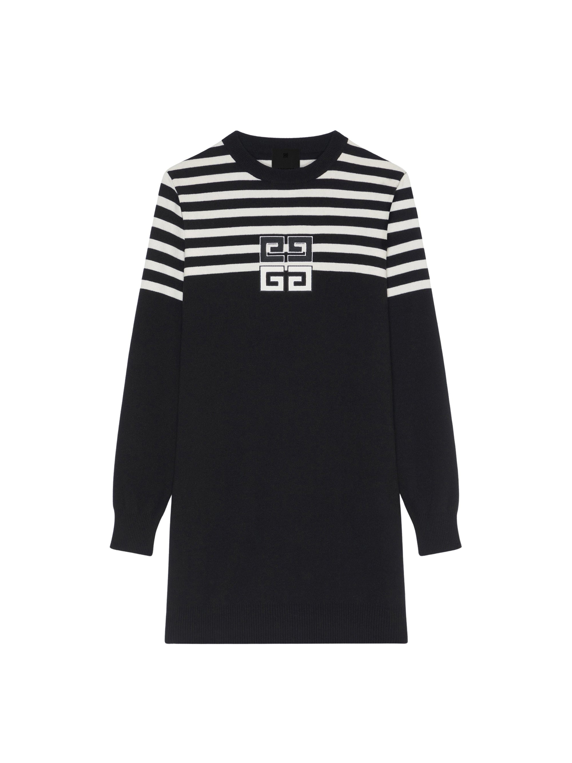 Robe rayée 4G en cachemire - Black