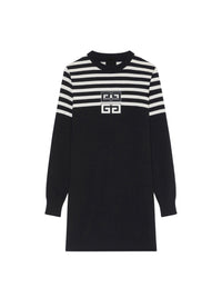 Robe rayée 4G en cachemire - Black
