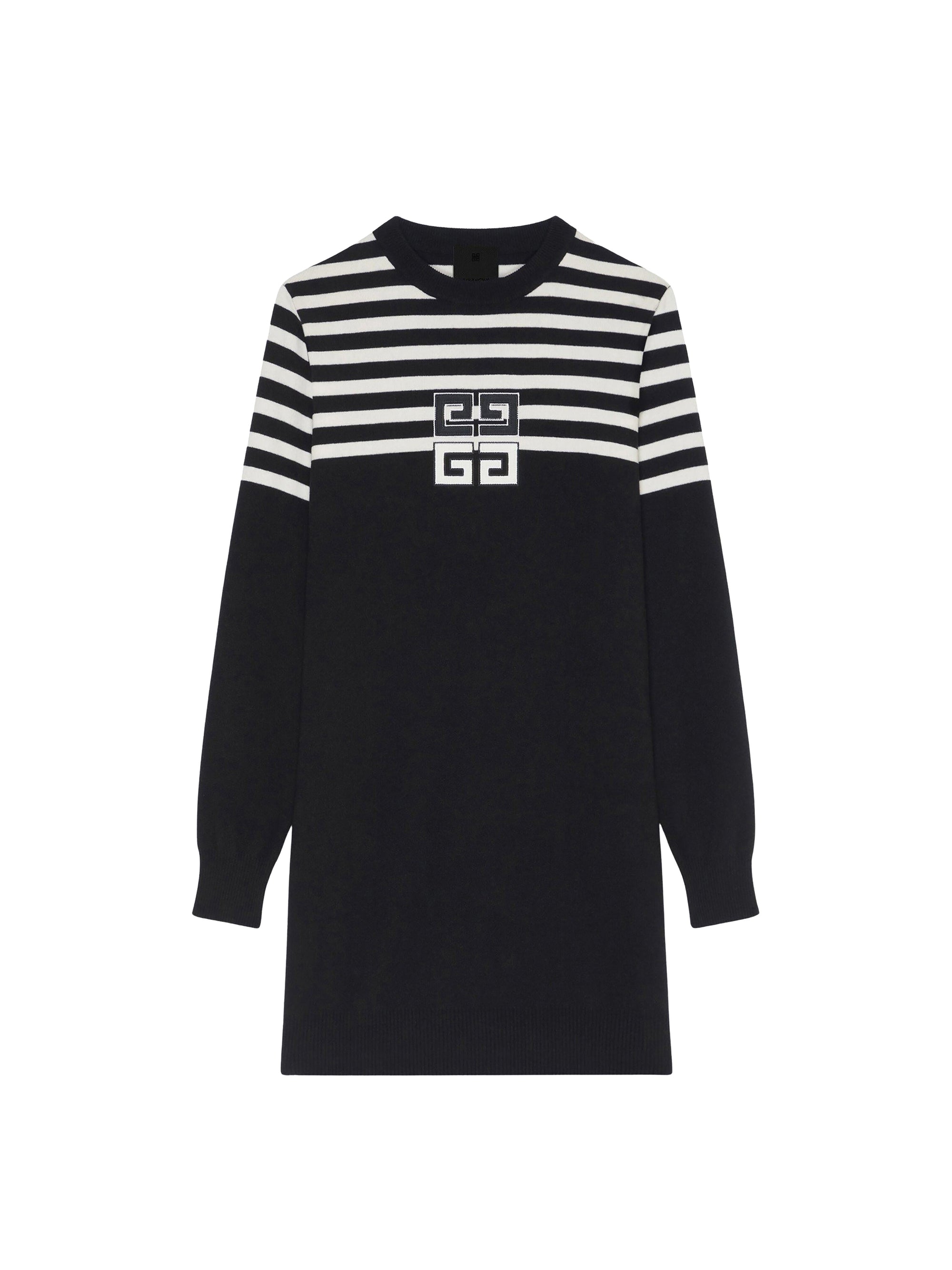 Robe rayée 4G en cachemire - Black