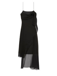 Robe à fleurs en soie - Black
