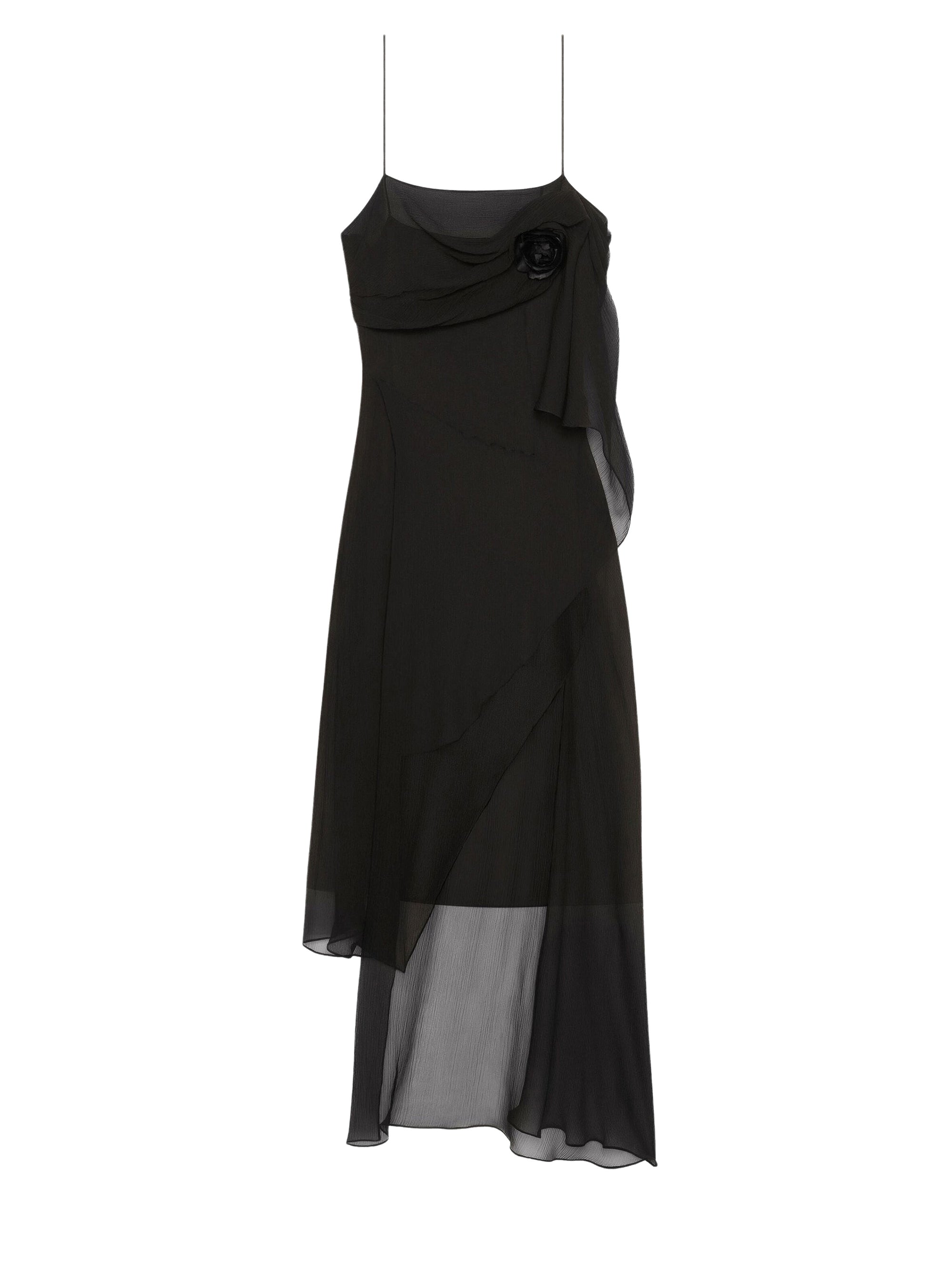 Robe à fleurs en soie - Black