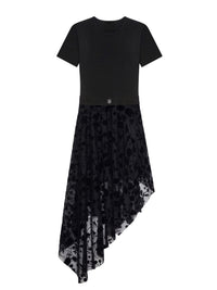 Robe en tulle 4G Flowers à volants asymétriques - Black