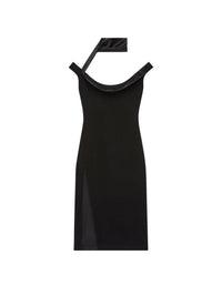 Robe Hirondelle à lavallière en laine - Black