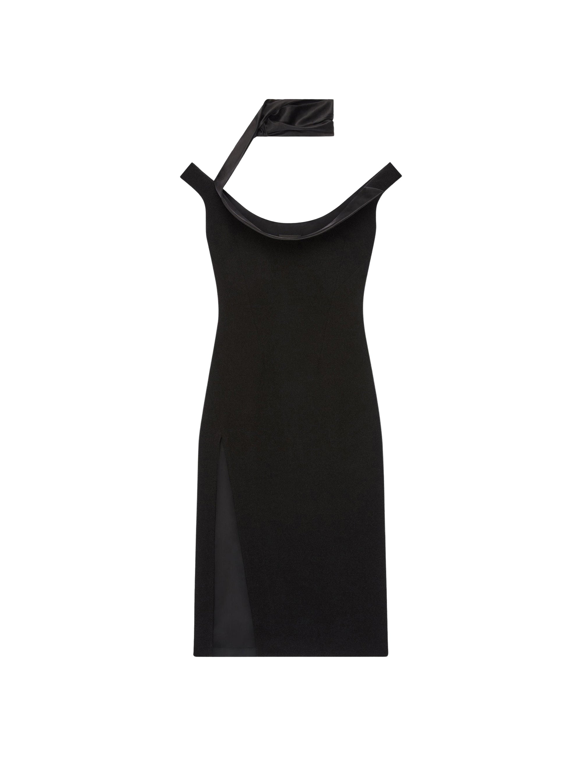Robe Hirondelle à lavallière en laine - Black