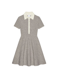 Robe courte col polo en laine - Beige