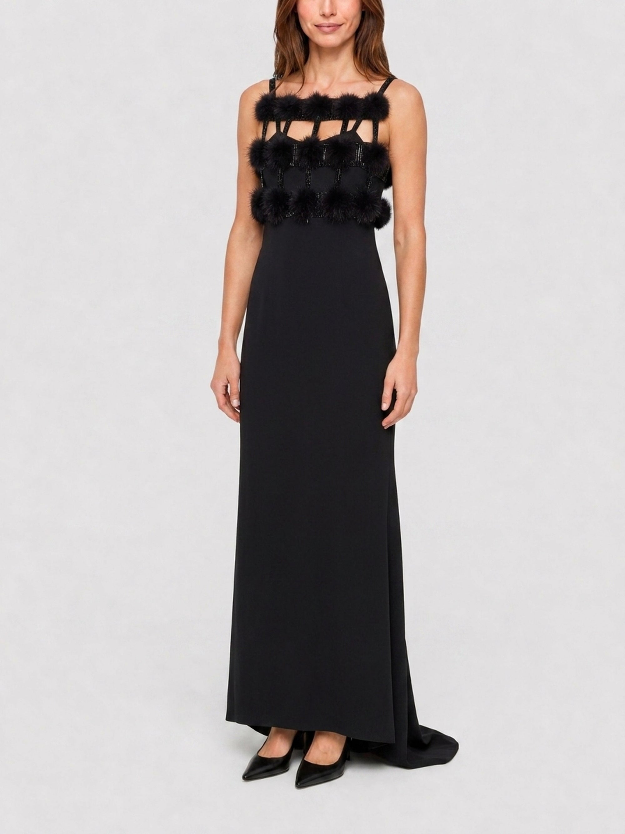 Robe longue à pompons - Black