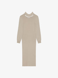 OPEN BACK CRYSTAL FRINGES EMB. DRESS