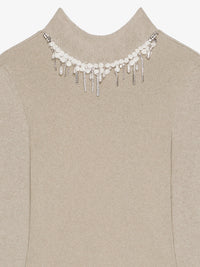 OPEN BACK CRYSTAL FRINGES EMB. DRESS