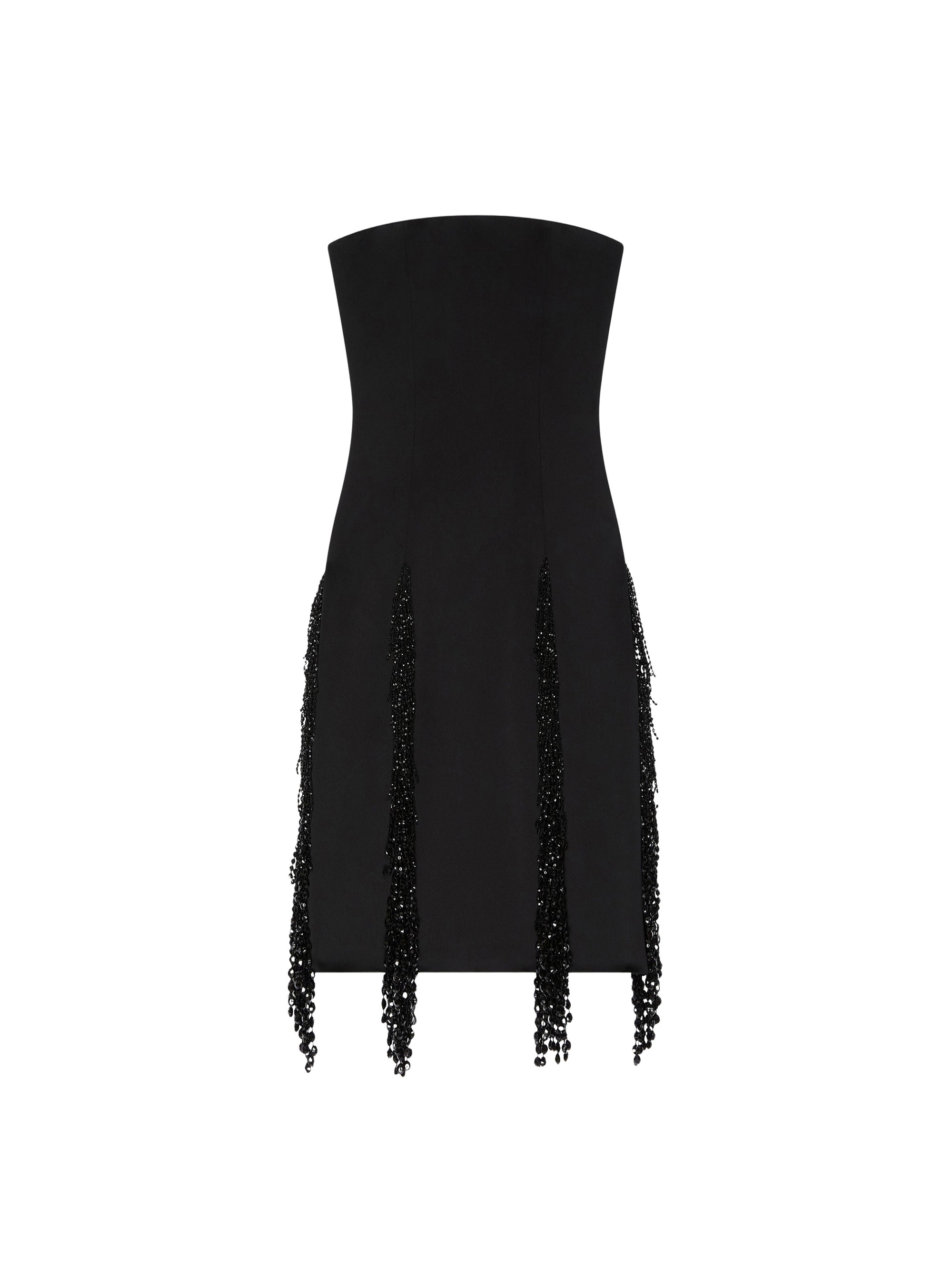 Robe corset à franges - Black