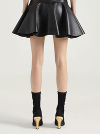 Leather mini dress with a flared skirt - Black