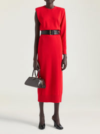 Robe crayon asymétrique en cachemire - Vermillon