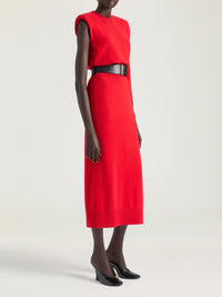 Robe crayon asymétrique en cachemire - Vermillon