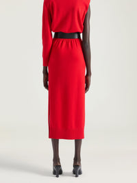 Robe crayon asymétrique en cachemire - Vermillon
