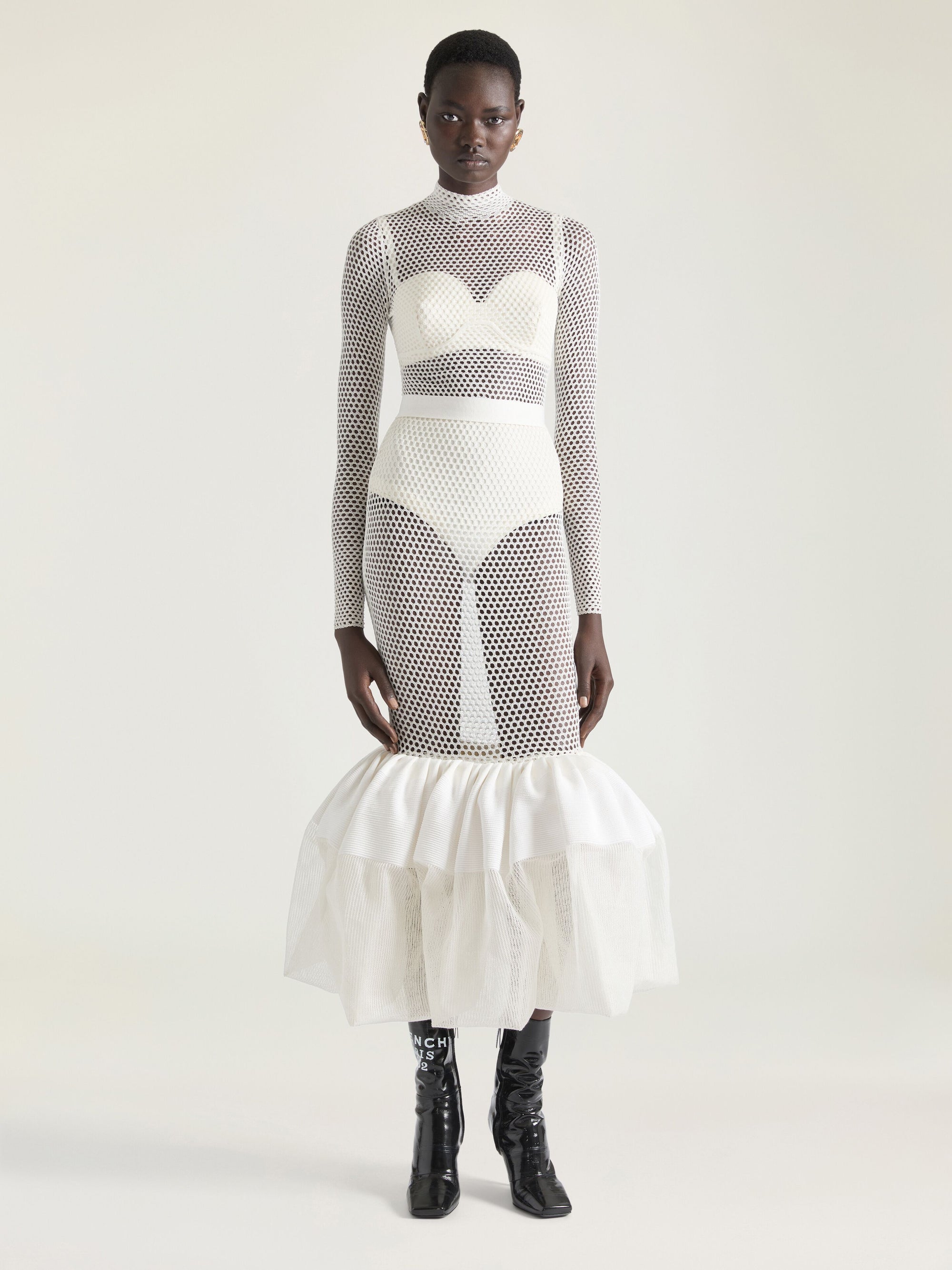 HIGH NECK DRESS WITH DARTS DETAILING