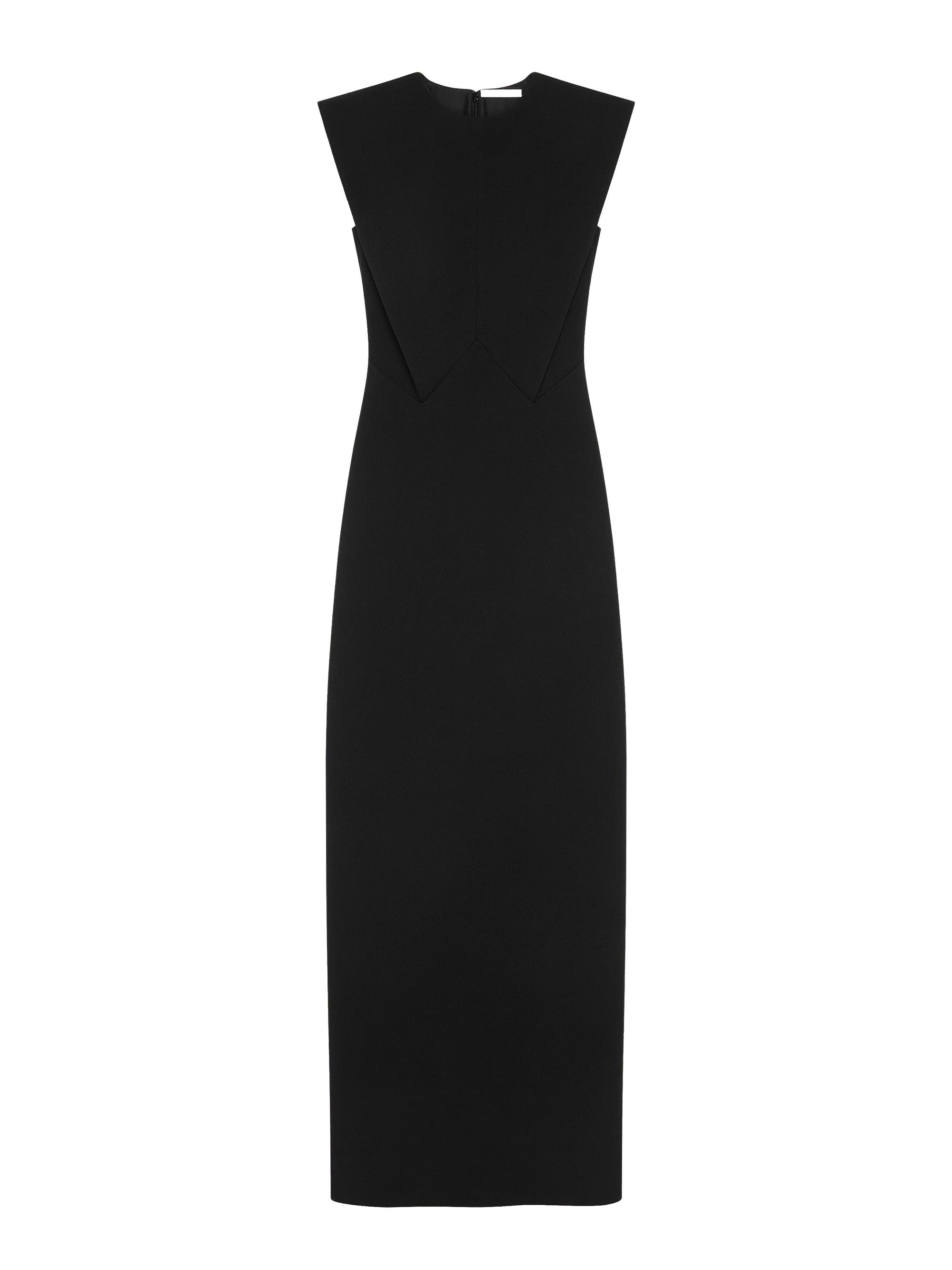 Structured evening dress in wool - Black