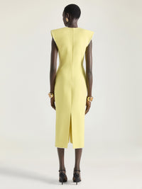 Robe midi décolletée en laine - Acid Yellow