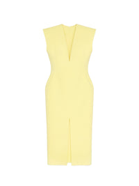 Robe midi décolletée en laine - Acid Yellow