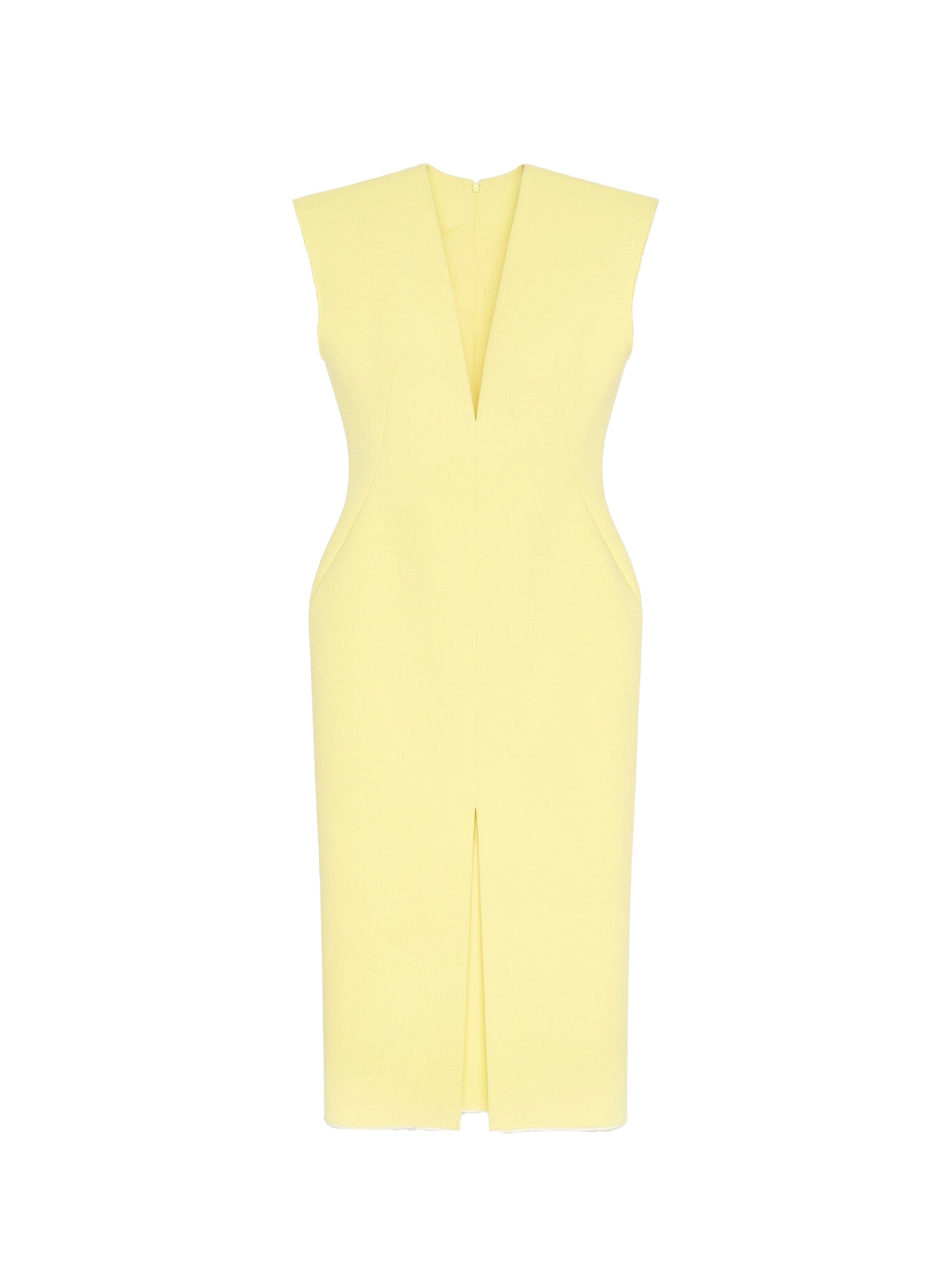 Robe midi décolletée en laine - Acid Yellow