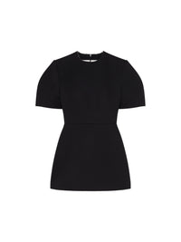 Wool mini dress with darts - Black