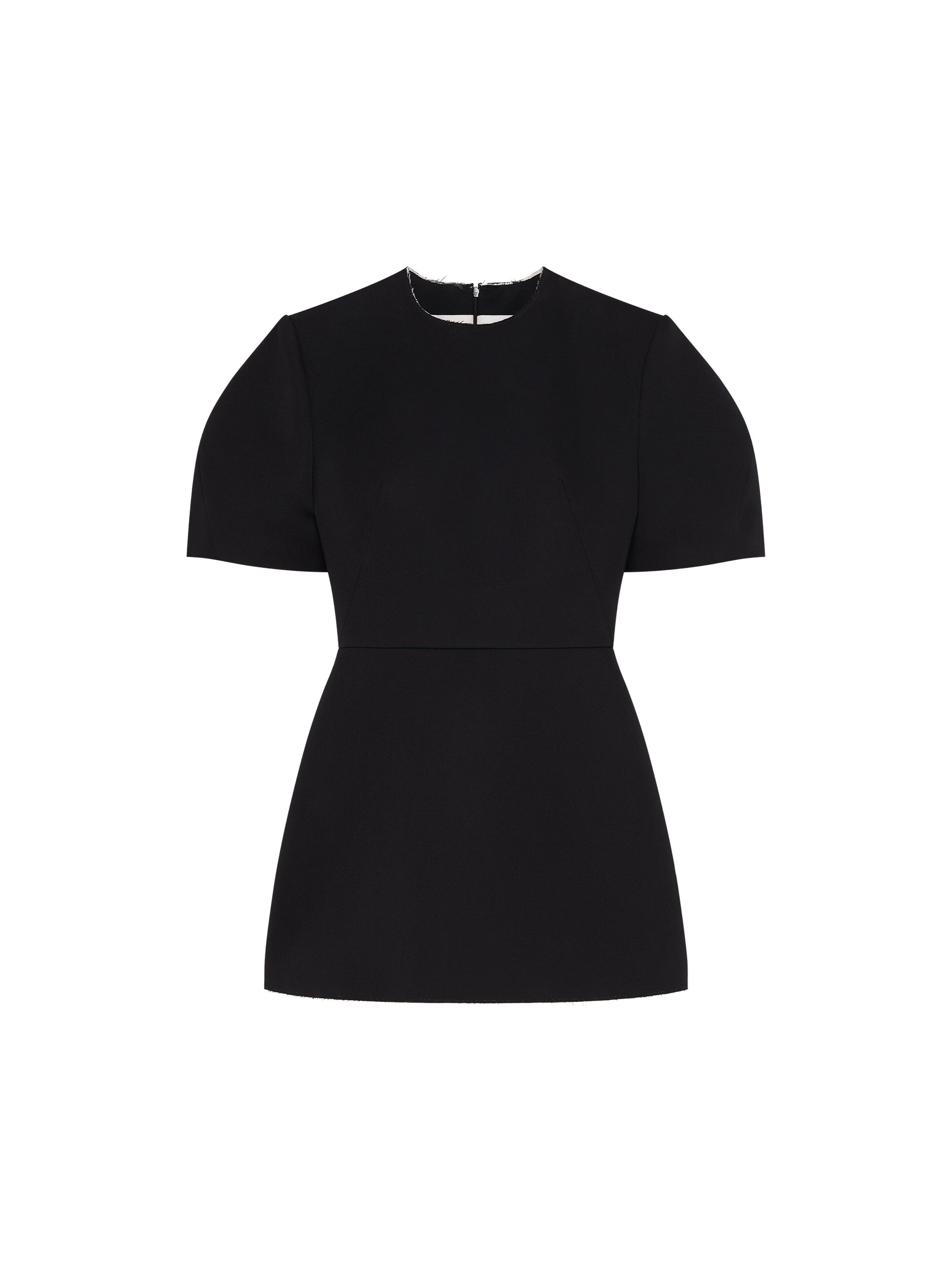 Wool mini dress with darts - Black