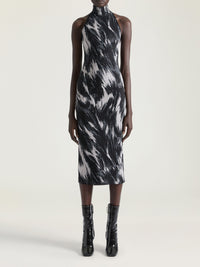 Animal-print backless dress – Grey Mix