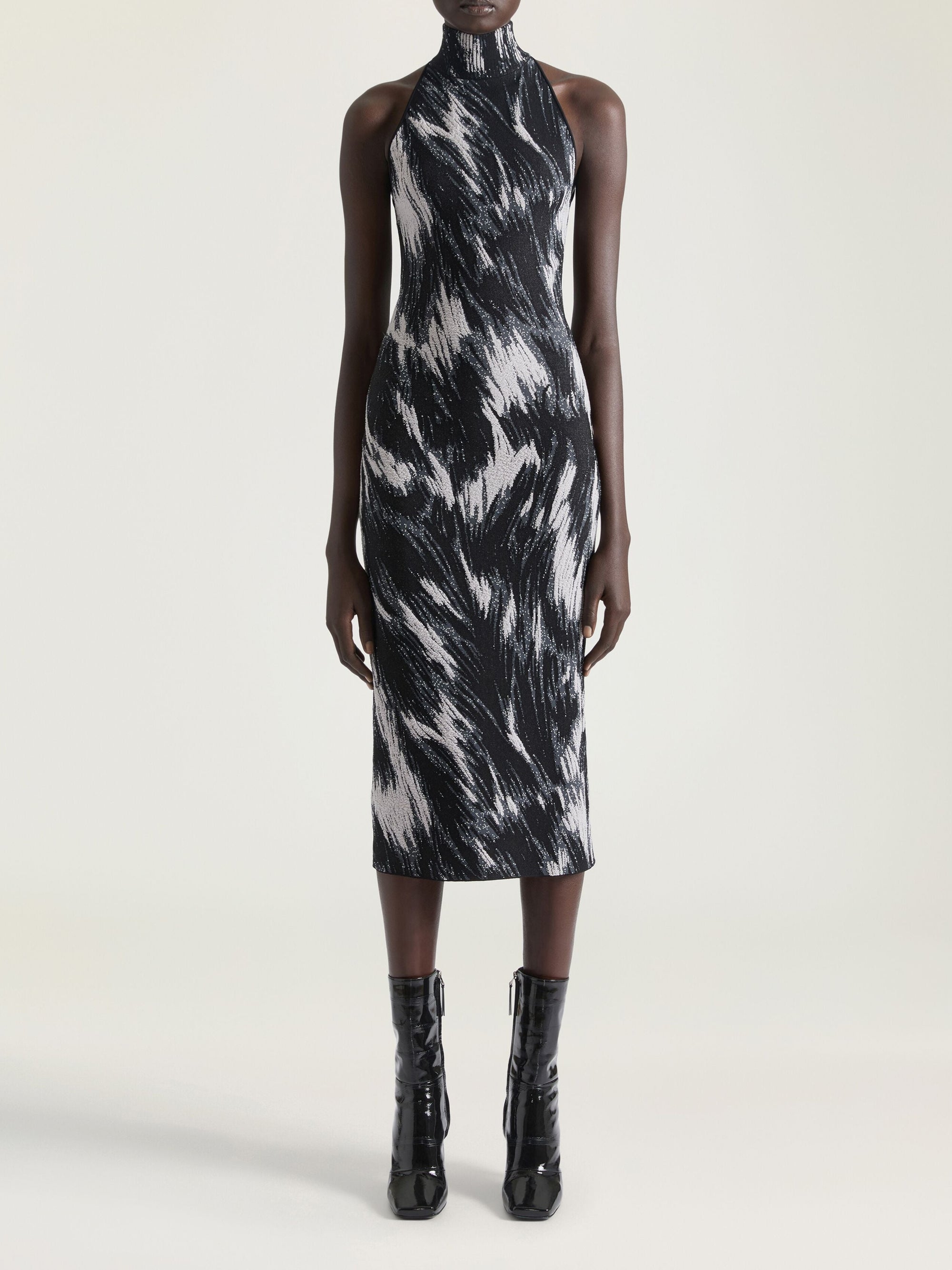 Animal-print backless dress – Grey Mix