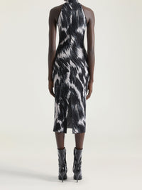 Animal-print backless dress – Grey Mix