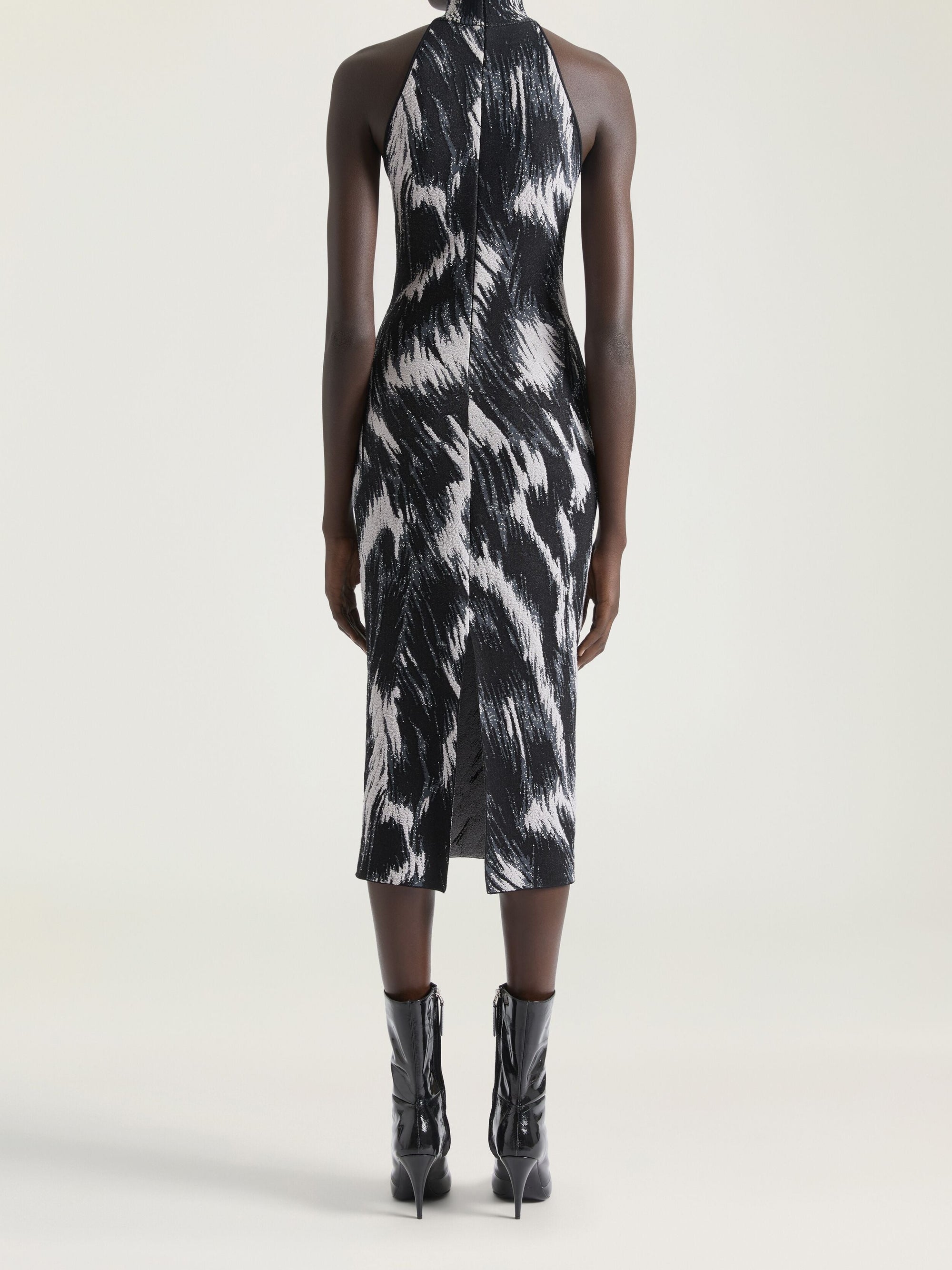 Animal-print backless dress – Grey Mix